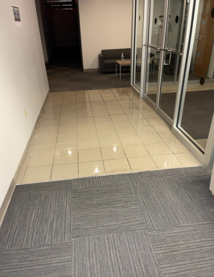 Washed entryway floor